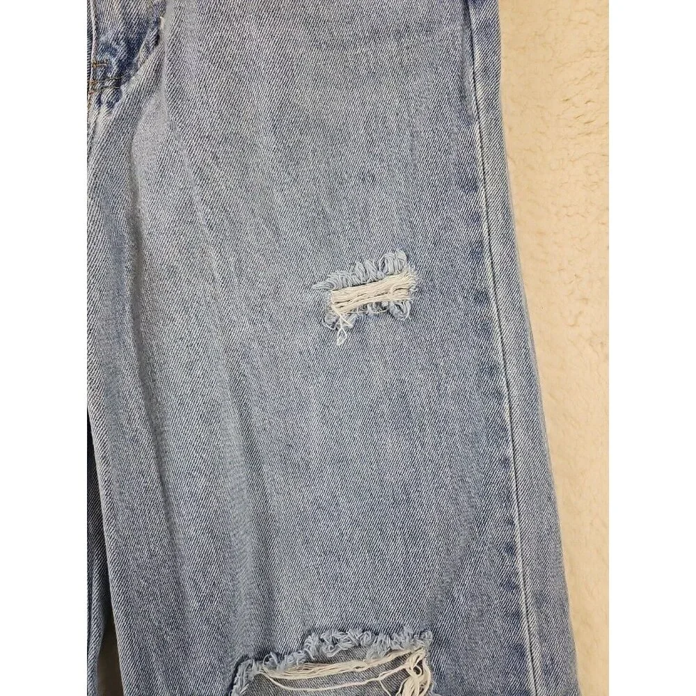 BP Be Responsible Women's Size 29 Jeans High Rise Wide Leg Denim Blue Distressed
